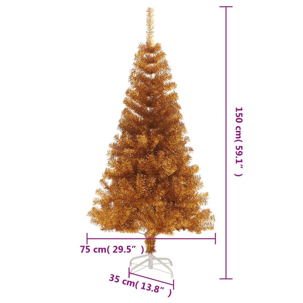 Tekojoulukuusi jalustalla kulta 150 cm PET