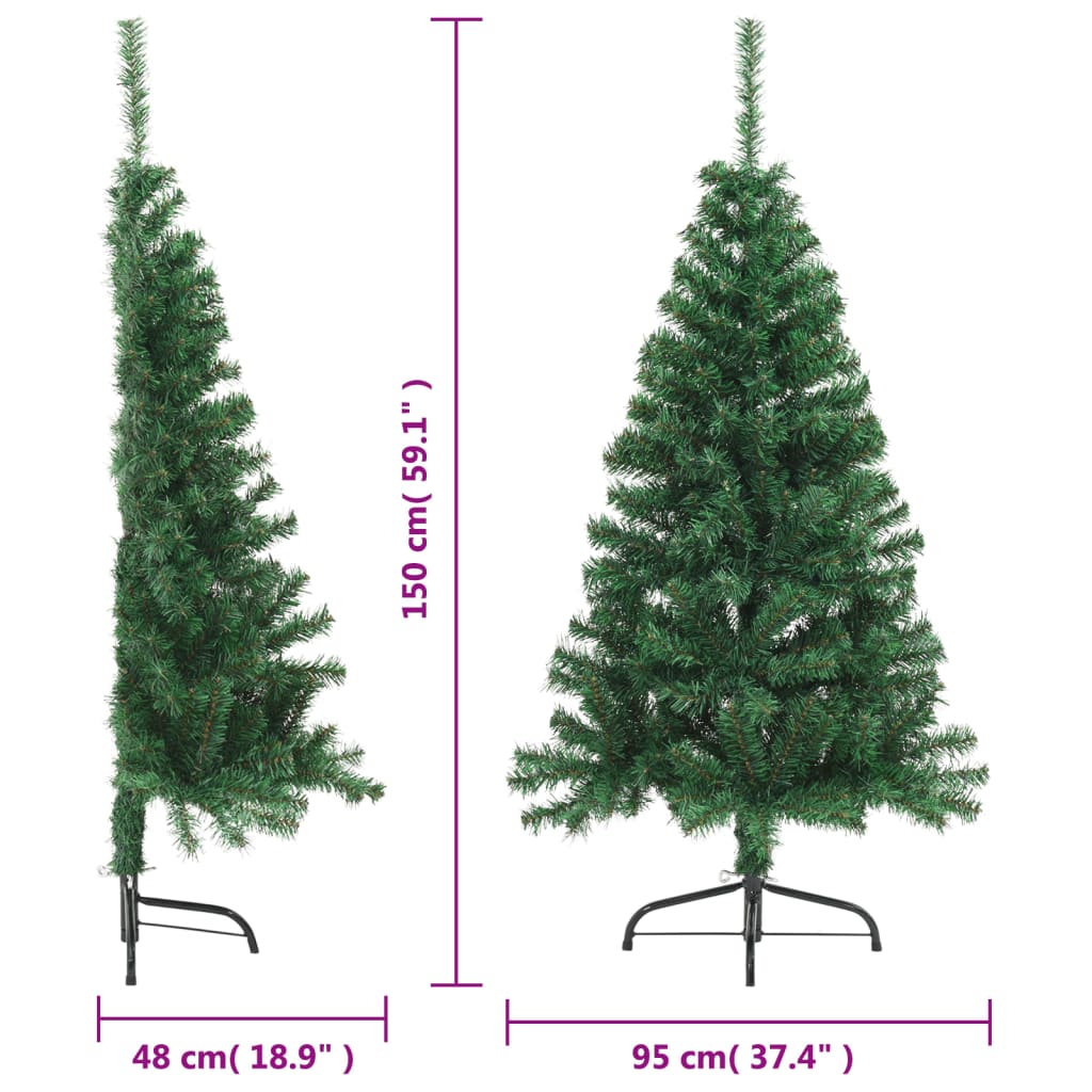 Tekojoulukuusen puolikas jalustalla vihreä 150 cm PVC