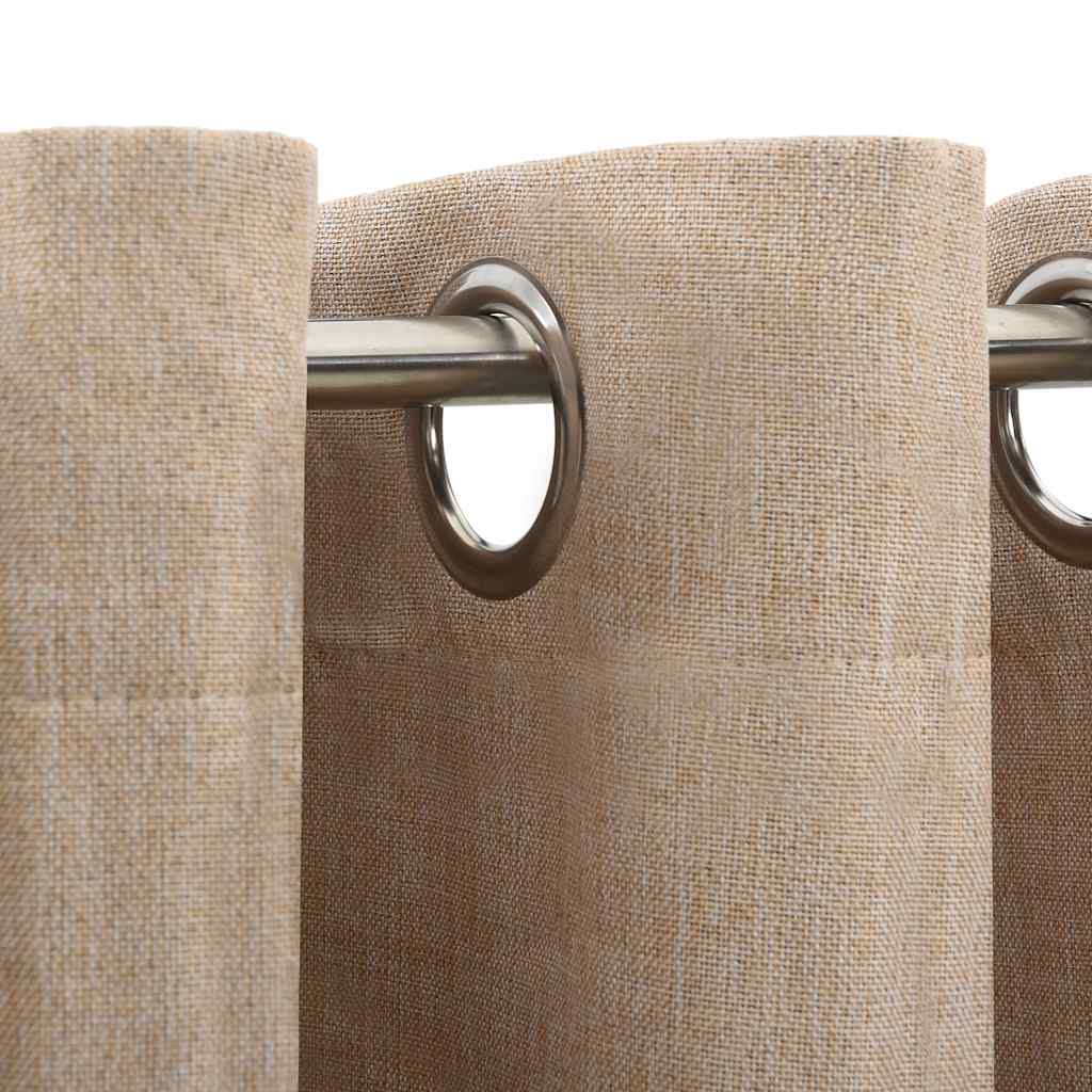 Pellavamaiset pimennysverhot renkailla 2 kpl beige 140x175 cm