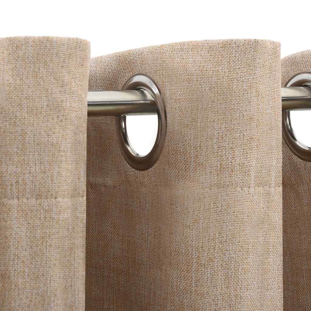 Pellavamaiset pimennysverhot renkailla 2 kpl beige 140x225 cm