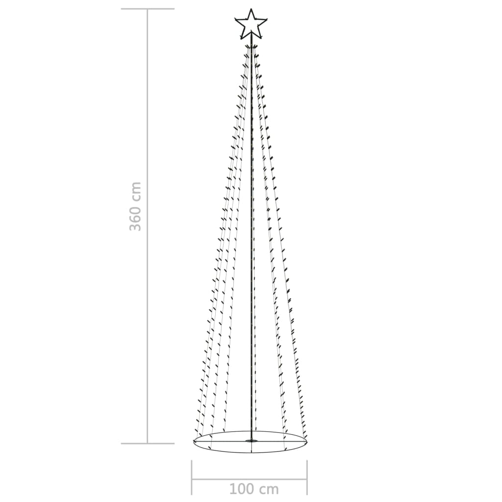 Kartiojoulukuusi 400 moniväristä LED-valoa 100x360 cm