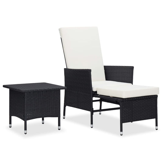 2-piece garden sofa set with cushions, polyrattan, black