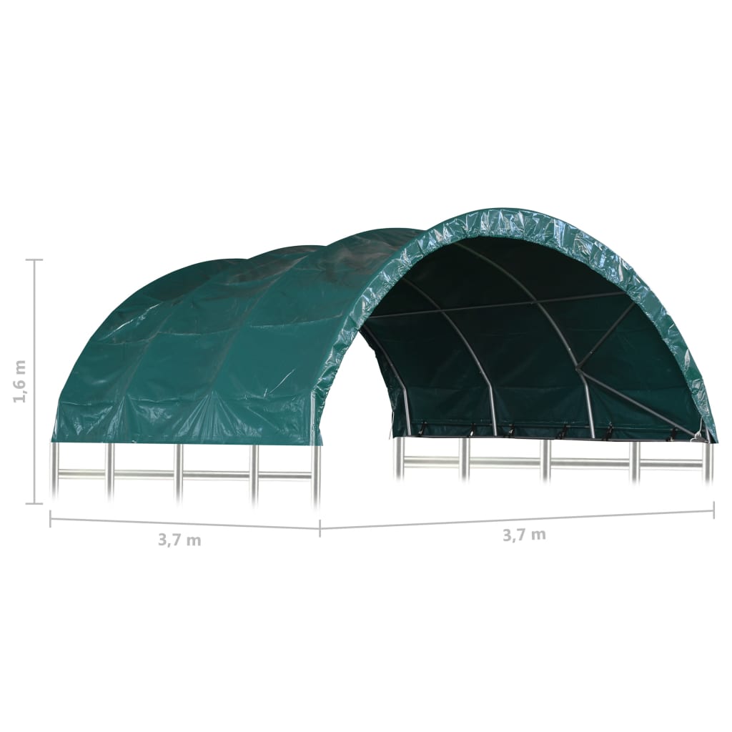 Karjateltta PVC 3,7x3,7 m vihreä