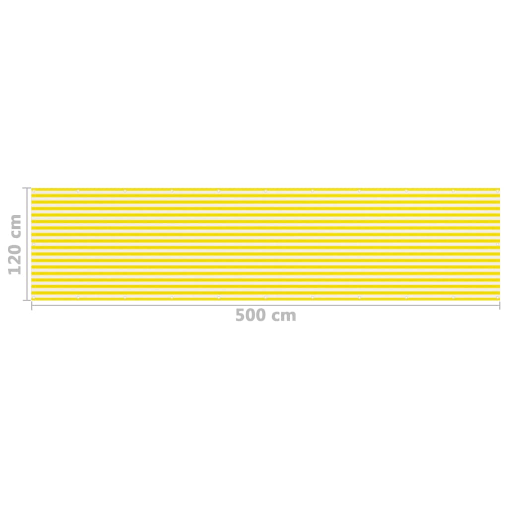 Parvekkeen suoja keltainen ja valkoinen 120x500 cm HDPE