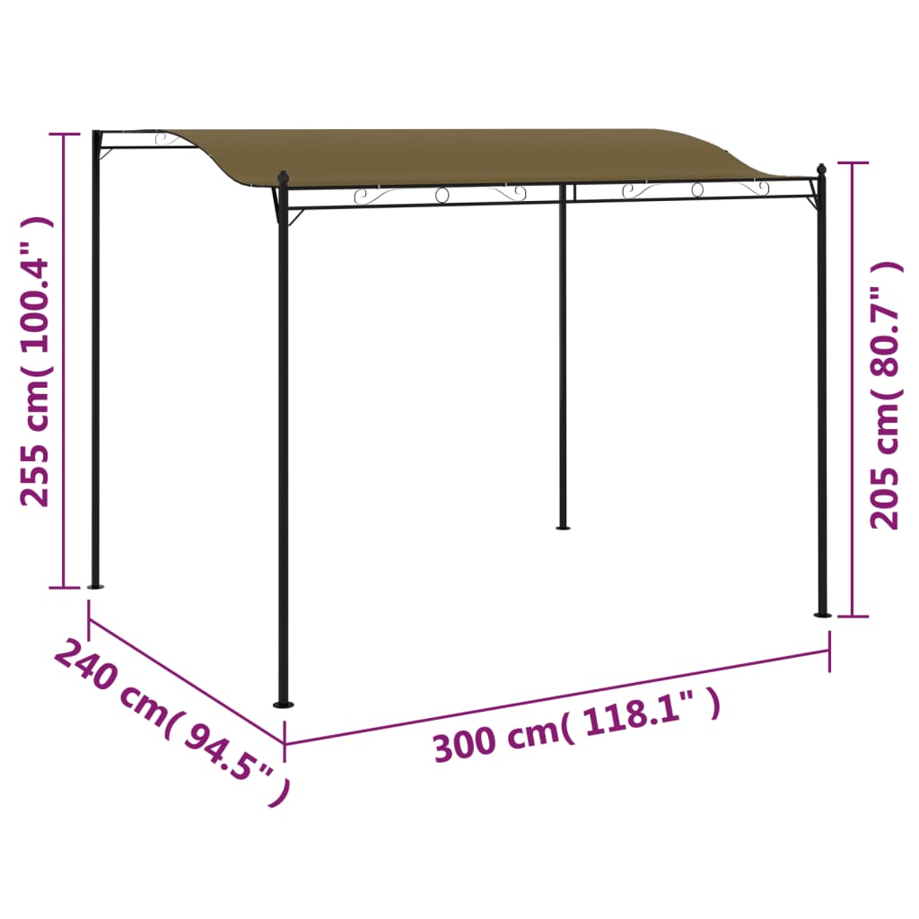 Aurinkokatos 3x2,4 m ruskeanharmaa 180 g/m²