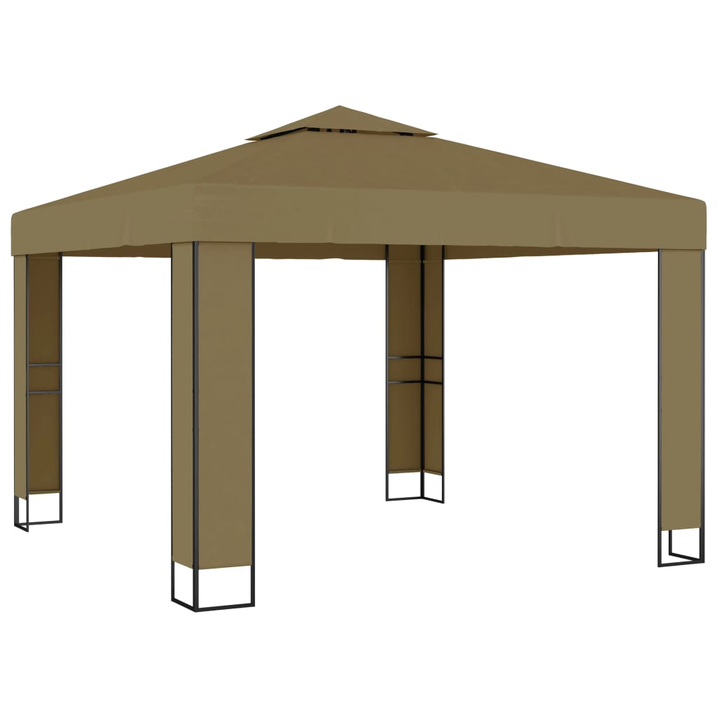 Huvimaja kaksoiskatolla 3x3x2,7 m ruskeanharmaa 180 g/m²