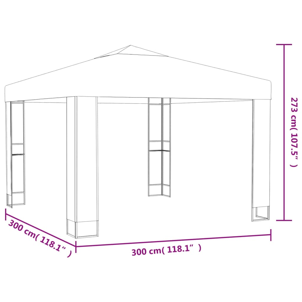 Huvimaja kaksoiskatolla 3x3x2,7 m ruskeanharmaa 180 g/m²