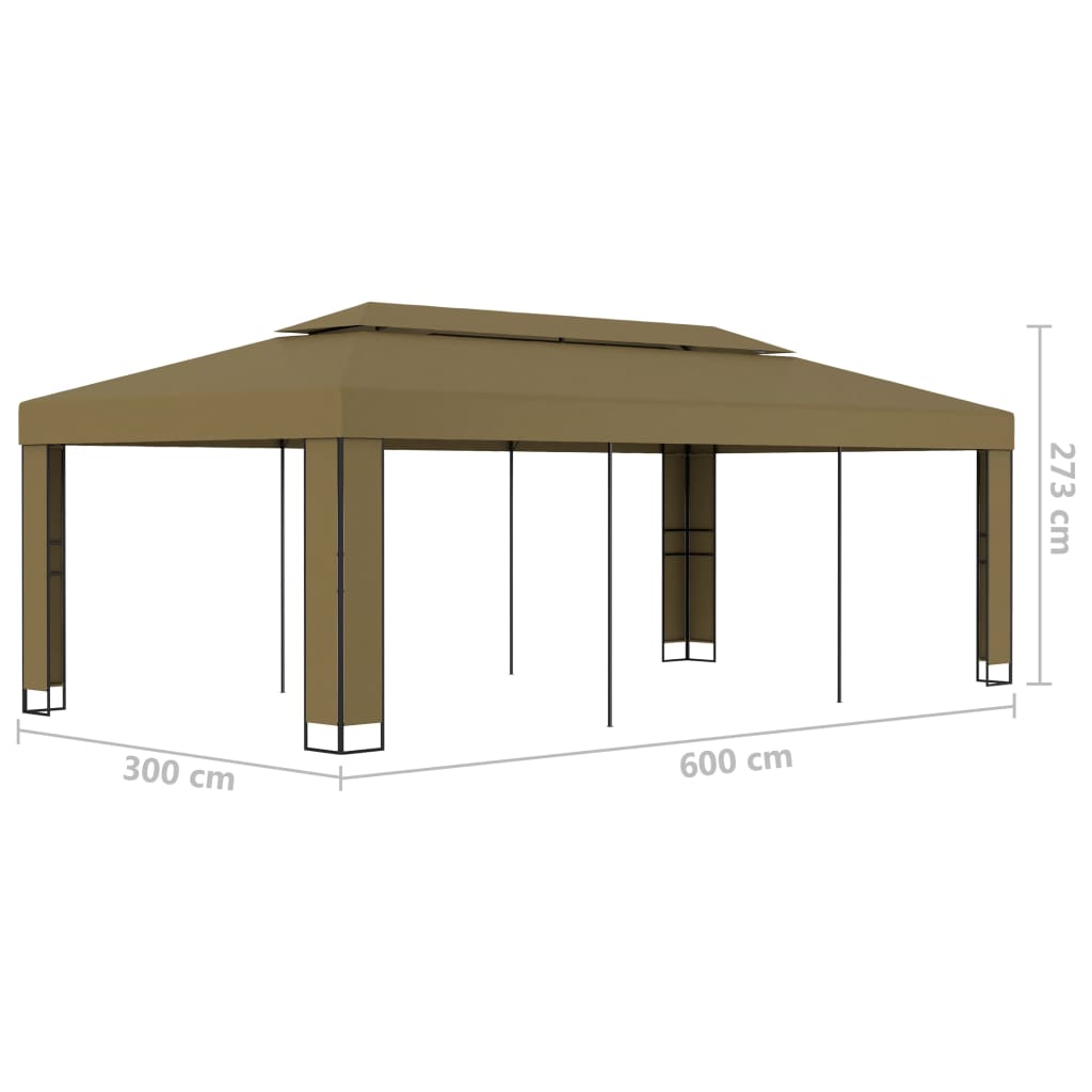 Huvimaja kaksoiskatolla 3x6 m ruskeanharmaa 180 g/m²