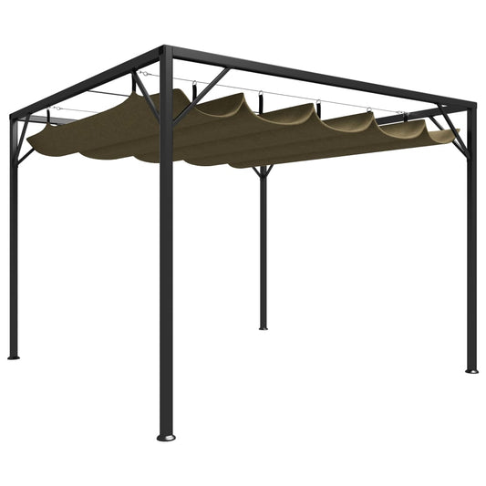 Huvimaja sisäänvedettävä katto 3x3 m ruskeanharmaa 180 g/m²