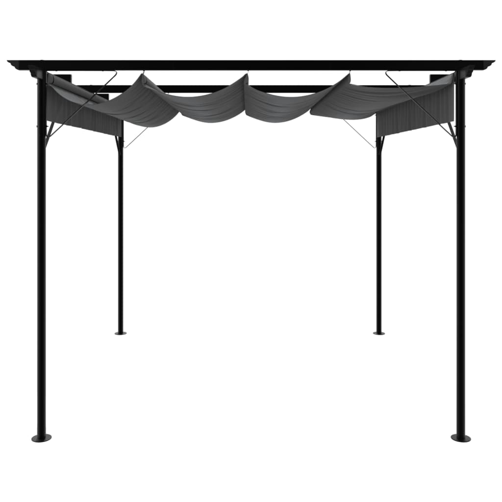 Pergola sisäänvedettävä katto antrasiitti 3x3 m teräs 180 g/m²