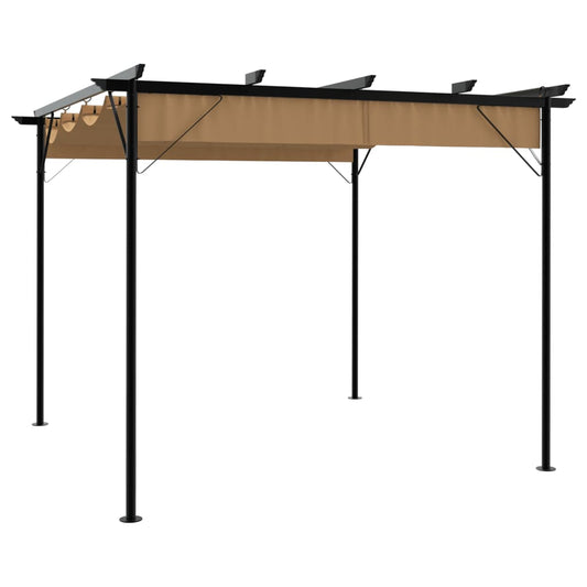 Pergola sisäänvedettävä katto taupe 3x3 m teräs 180 g/m²