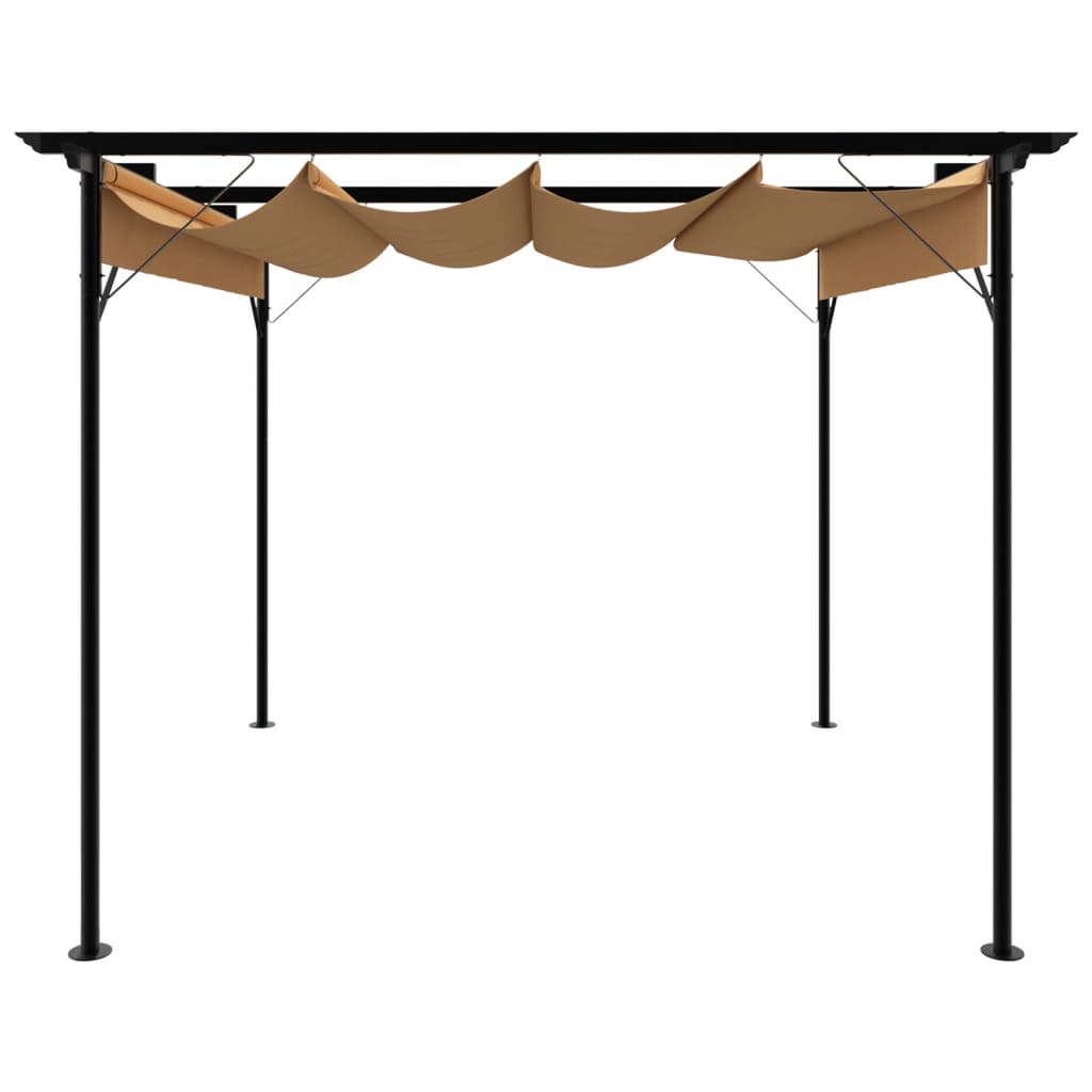 Pergola sisäänvedettävä katto taupe 3x3 m teräs 180 g/m²