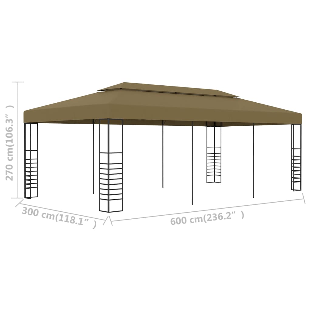 Huvimaja 6x3x2,7 m ruskeanharmaa 180 g/m²