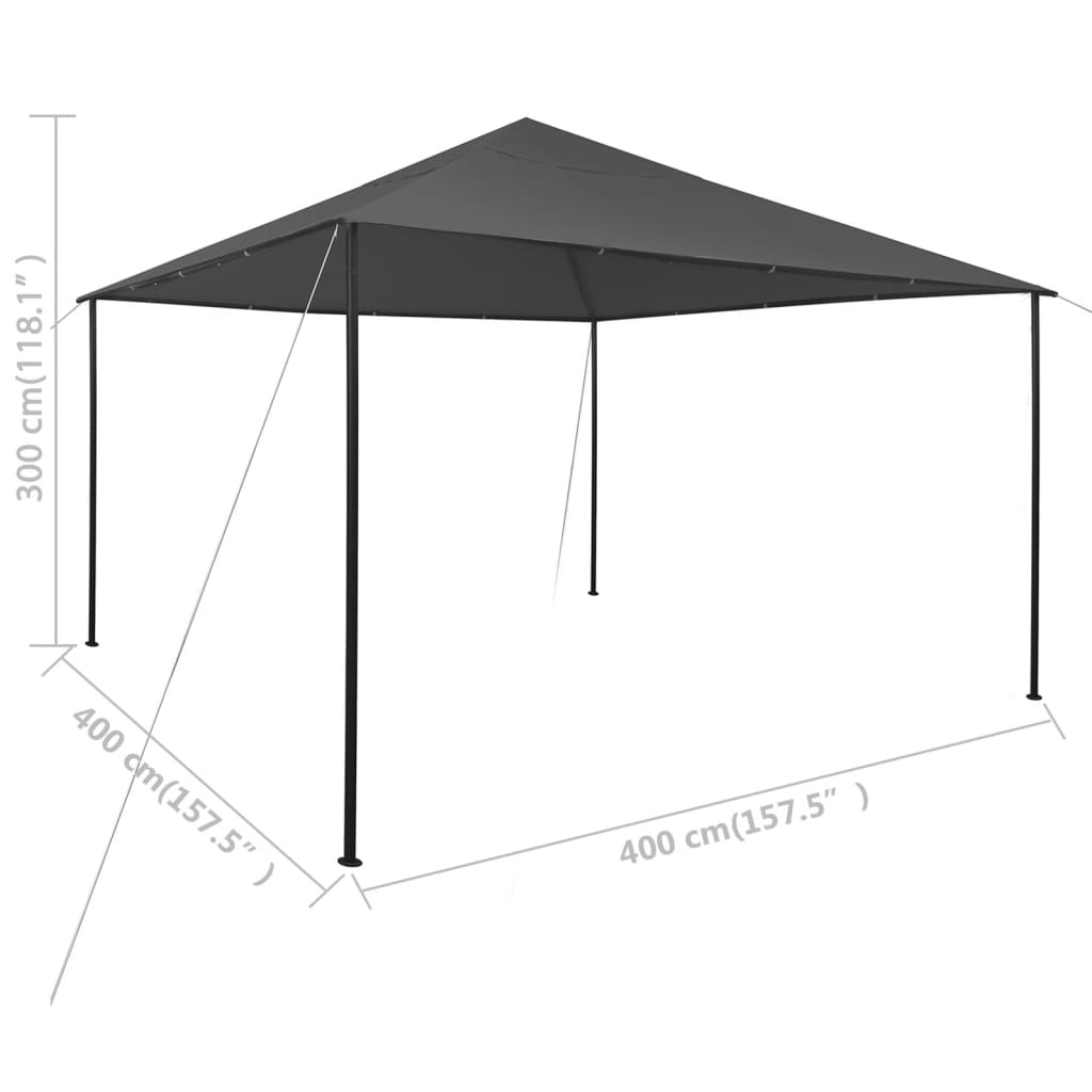 Huvimaja 4x4x3 m antrasiitti 180 g/m²