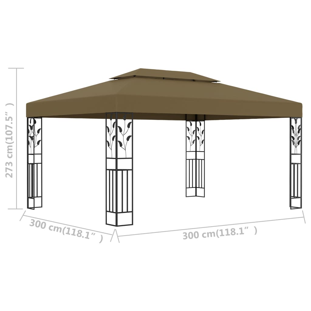 Huvimaja kaksoiskatolla 3x4 m ruskeanharmaa 180 g/m²