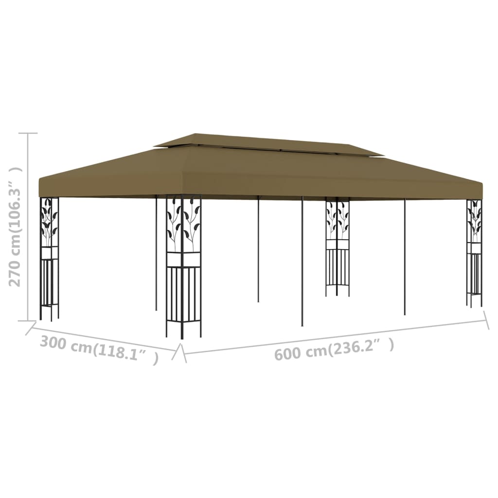 Huvimaja 6x3 m ruskeanharmaa 180 g/m²