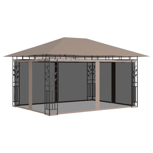 Huvimaja hyttysverkolla 4x3x2,73 m harmaanruskea 180 g/m²