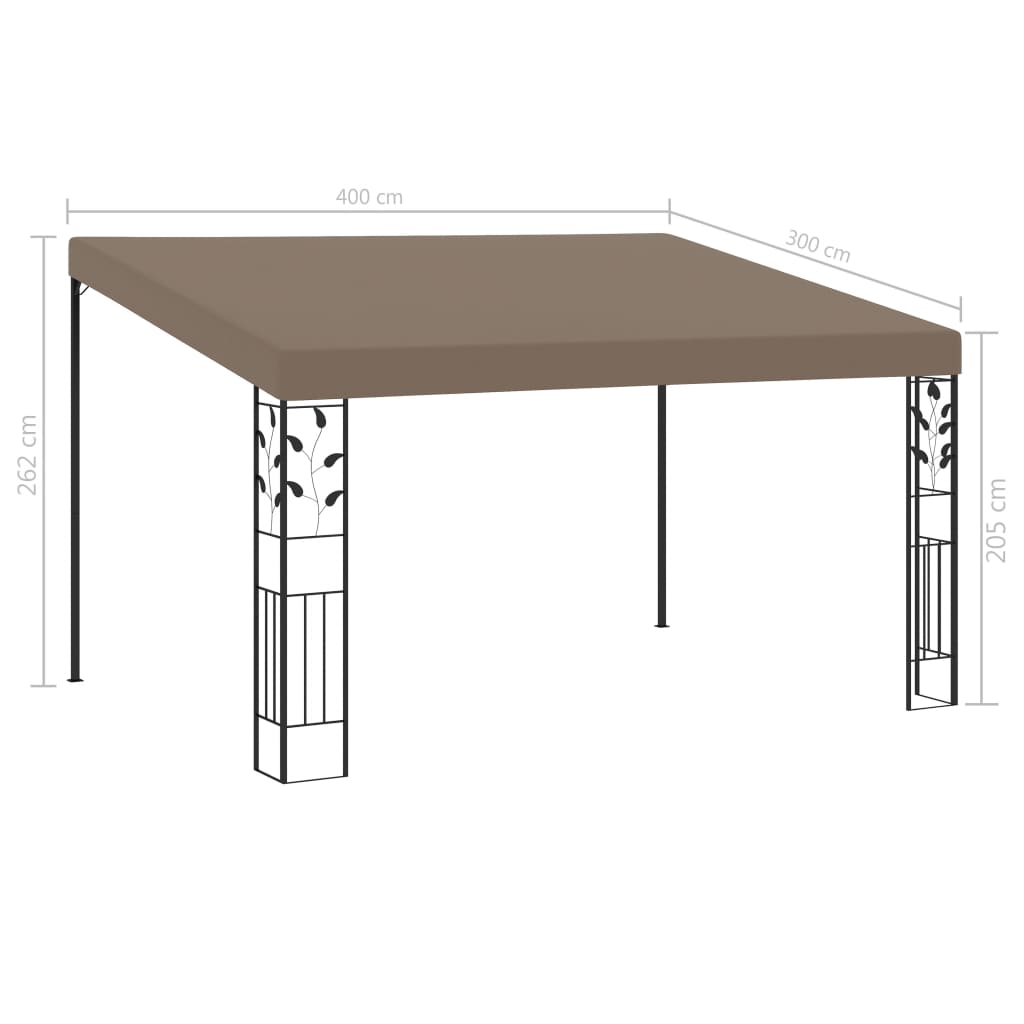 Seinään kiinnitettävä huvimaja 4x3x2,5 m harmaanruskea