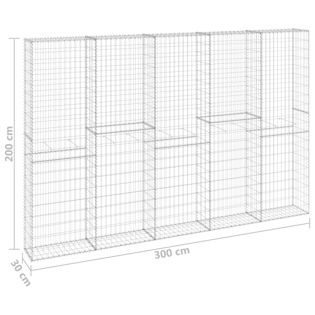 Gabion-kivikori kansilla galvanoitu teräs 300x30x200 cm