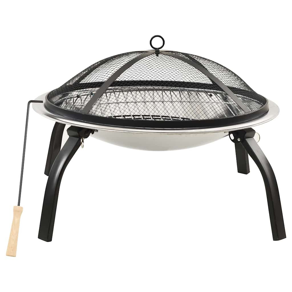 2-in-1 Fire bowl/grill and charcoal grill 56x56x49cm stainless steel