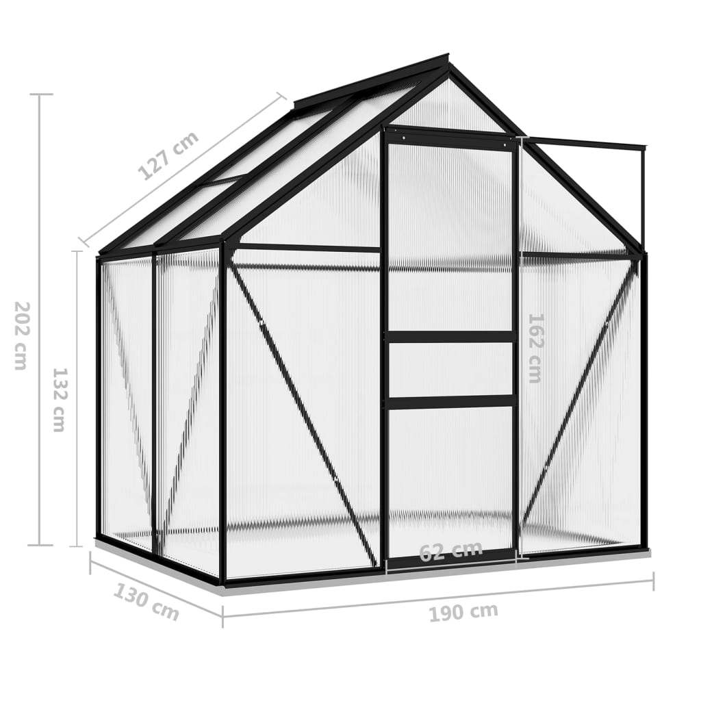 Kasvihuone antrasiitti alumiini 2,47 m²