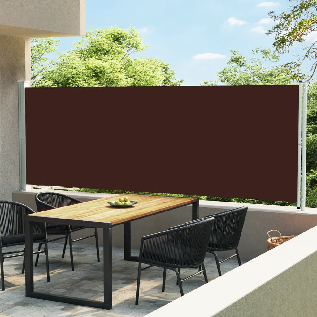 Retractable terrace side awning 600x160 cm brown