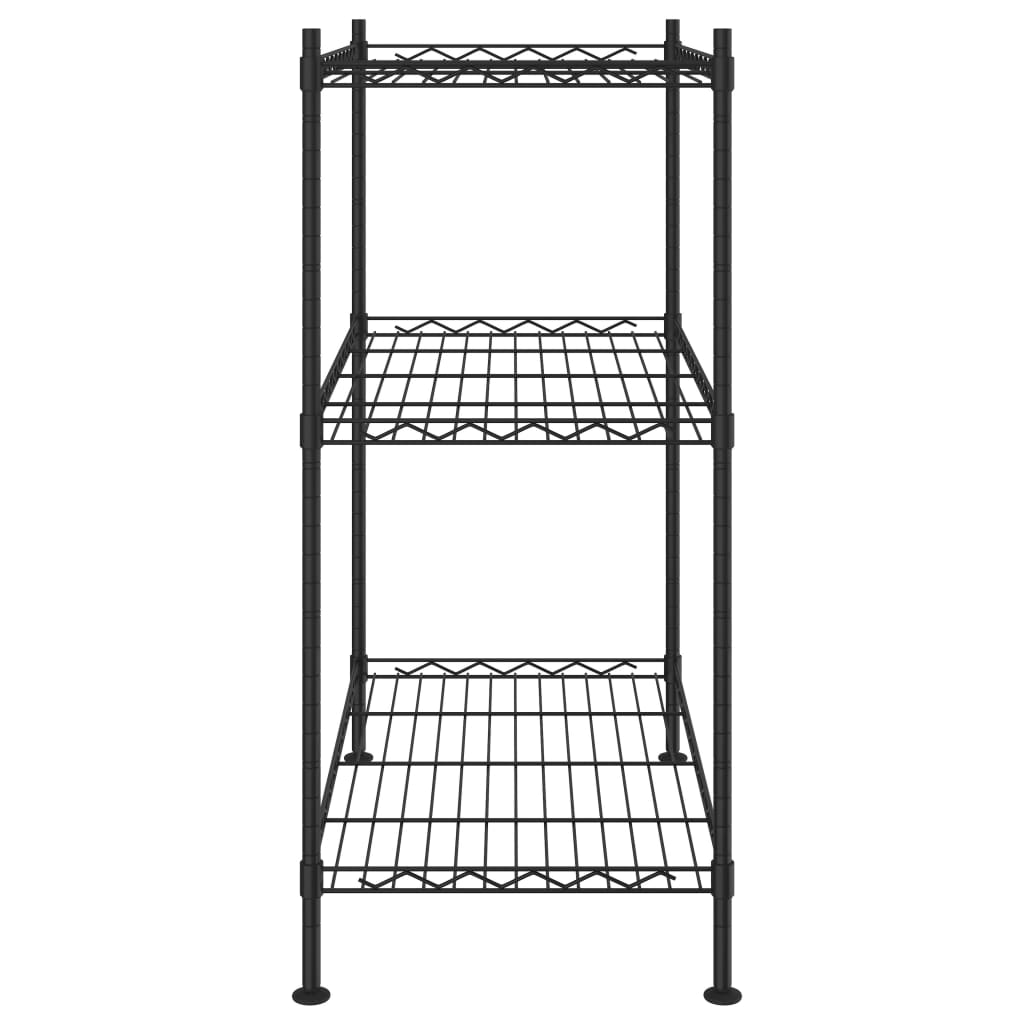 3-kerroksinen varastohylly 60x35x76 cm musta150 kg