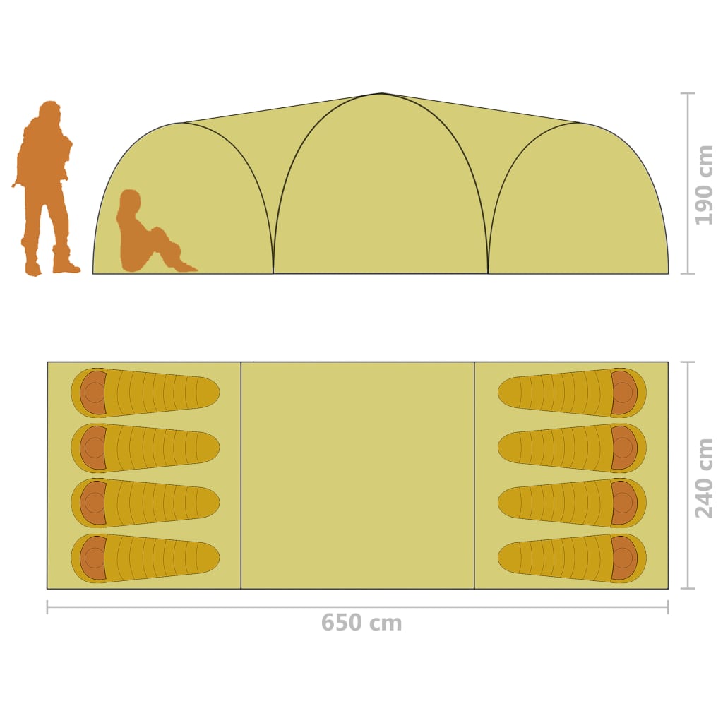 Retkeilyteltta iglu 650x240x190 cm 8 henkilöä maastokuvio