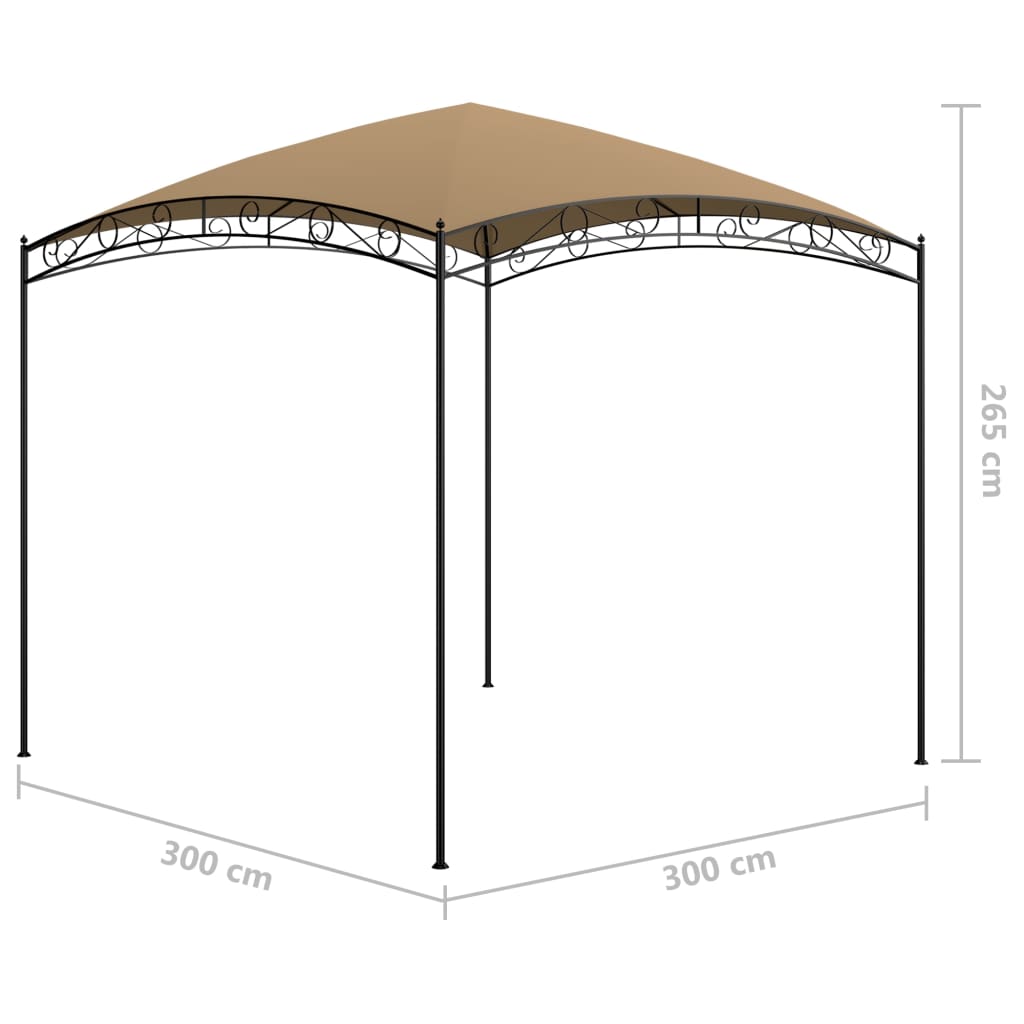 Huvimaja 3x3x2,65 m harmaanruskea 180 g/m²