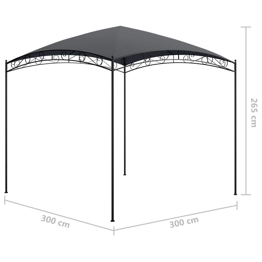 Huvimaja 3x3x2,65 m antrasiitti 180 g/m²