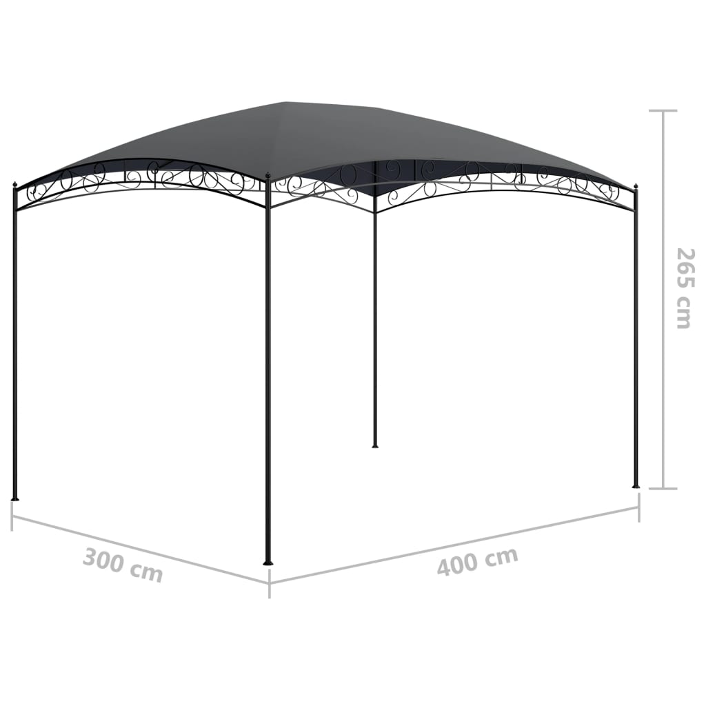 Huvimaja 3x4x2,65 m antrasiitti 180 g/m²