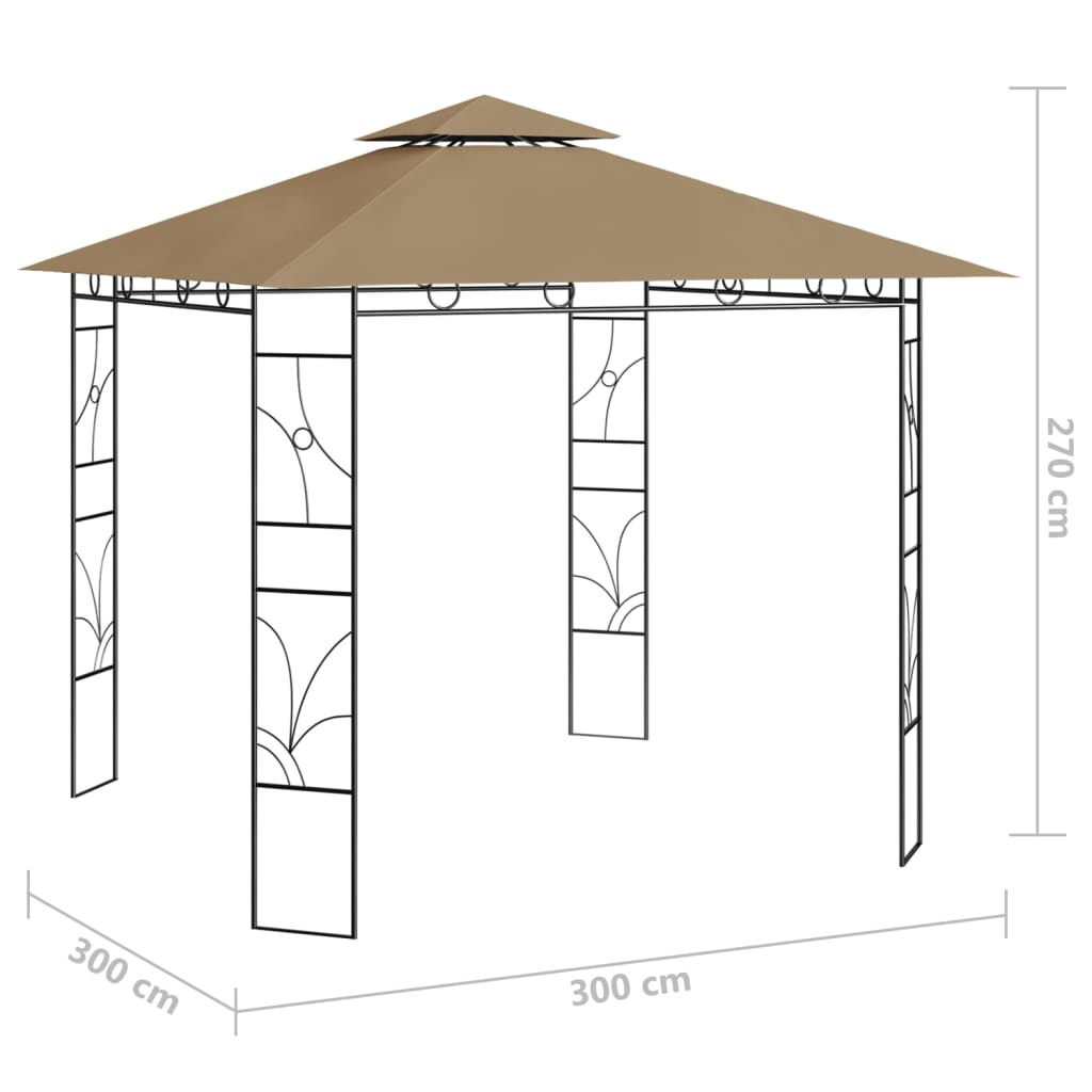 Huvimaja 3x3x2,7 m harmaanruskea 160 g/m²