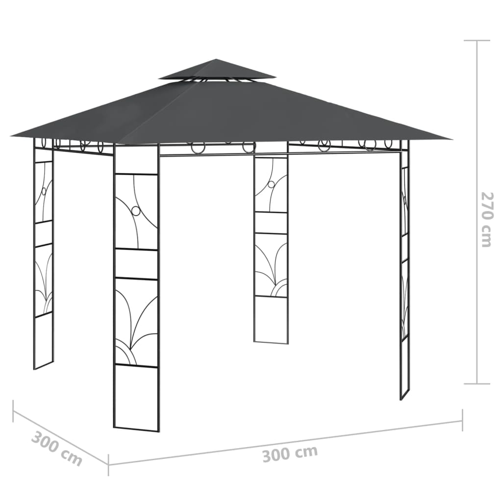 Huvimaja 3x3x2,7 m antrasiitti 160 g/m²