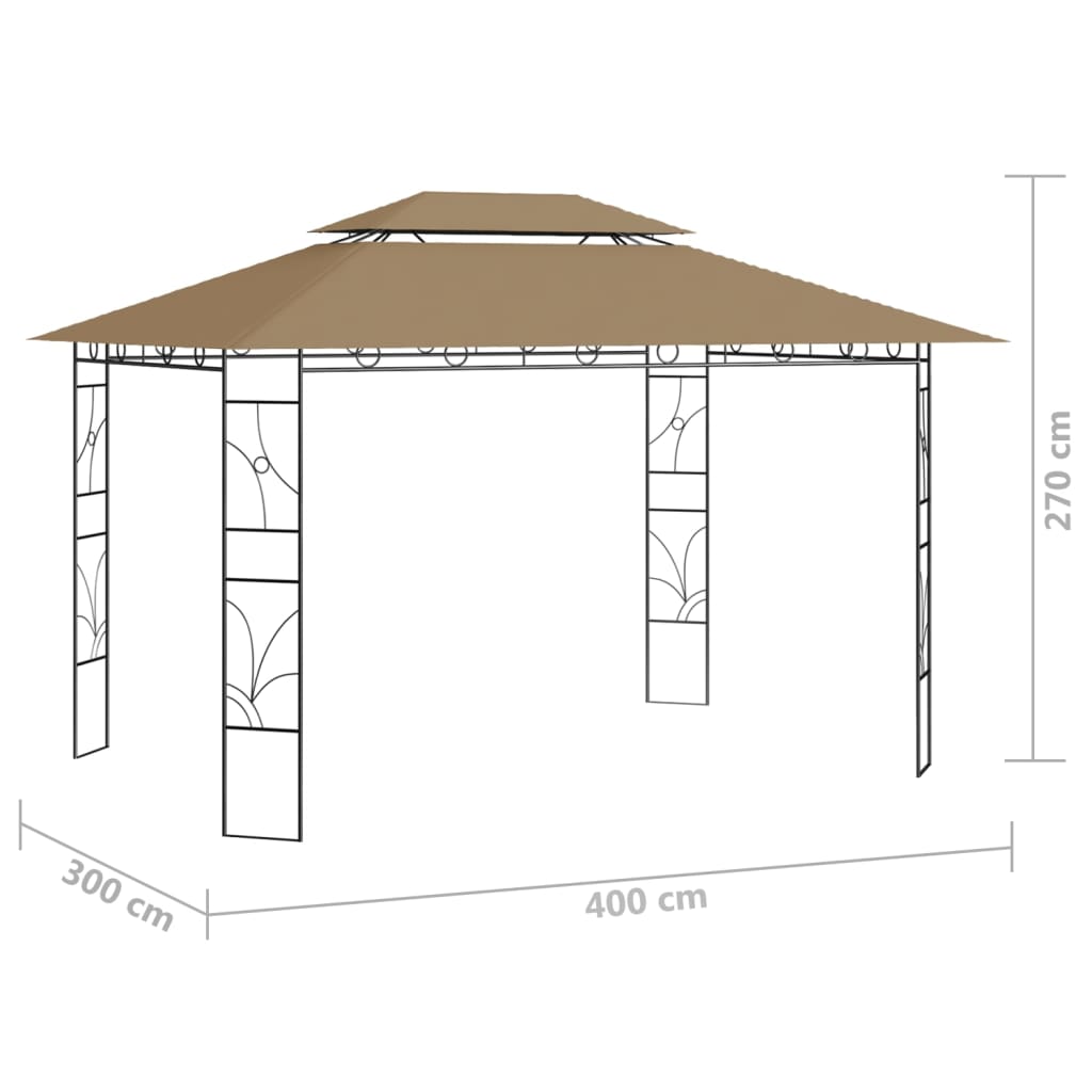 Huvimaja 4x3x2,7 m harmaanruskea 160 g/m²