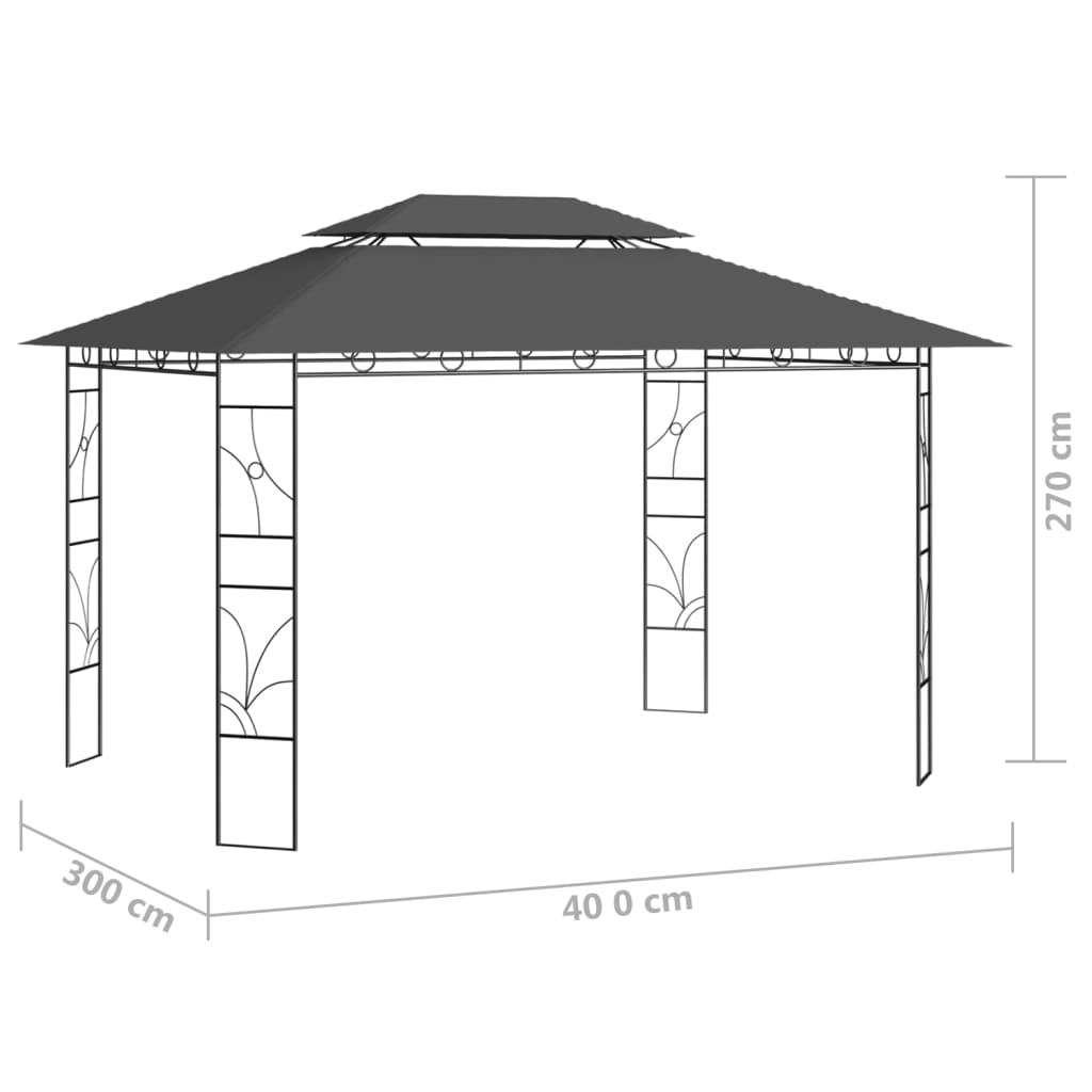 Huvimaja 4x3x2,7 m antrasiitti 160 g/m²