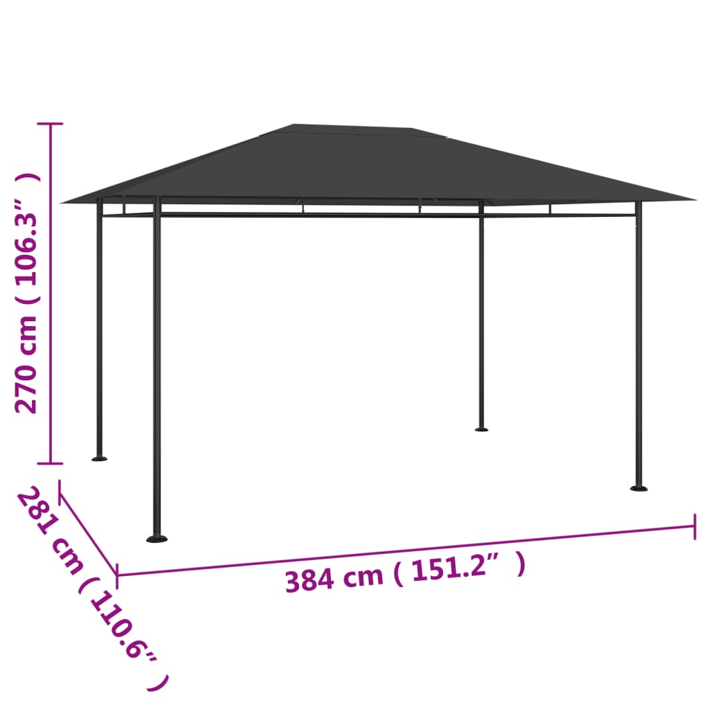 Huvimaja 384x281x270 cm antrasiitti 180 g/m²