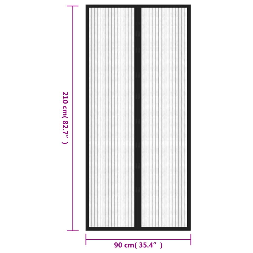 Hyönteisverhot oveen 2 kpl magneettikiinnitys musta 210x90 cm