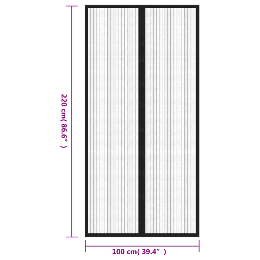 Hyönteisverhot oveen 2 kpl magneettikiinnitys musta 220x100 cm