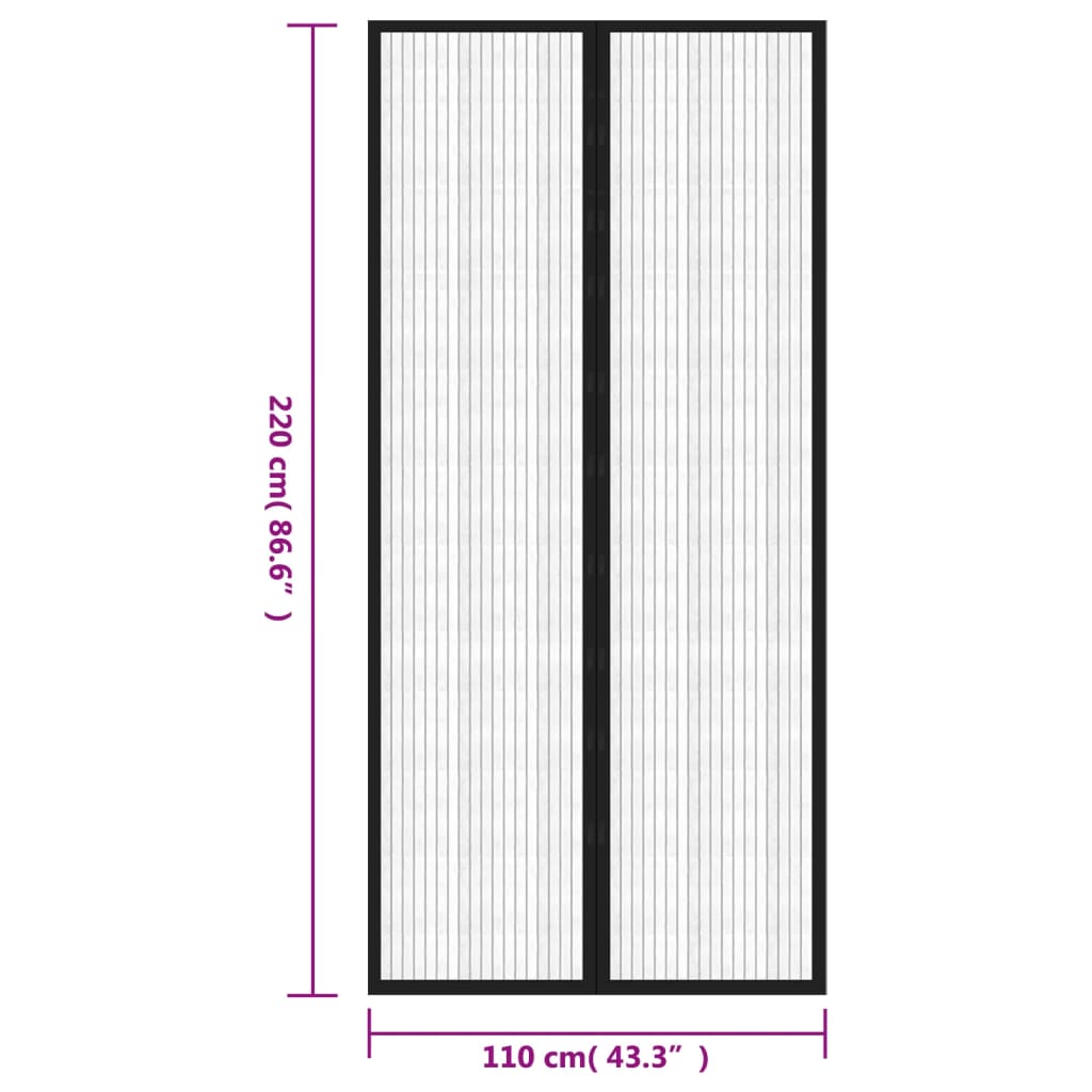 Hyönteisverhot oveen 2 kpl magneettikiinnitys musta 220x110 cm