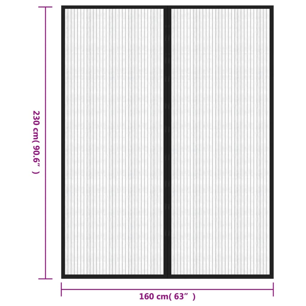 Hyönteisverhot oveen 2 kpl magneettikiinnitys musta 230x160 cm