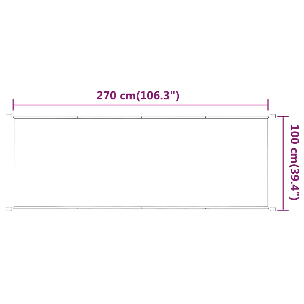 Senkrechtmarkise aus weißem Oxford-Stoff 100 x 270 cm