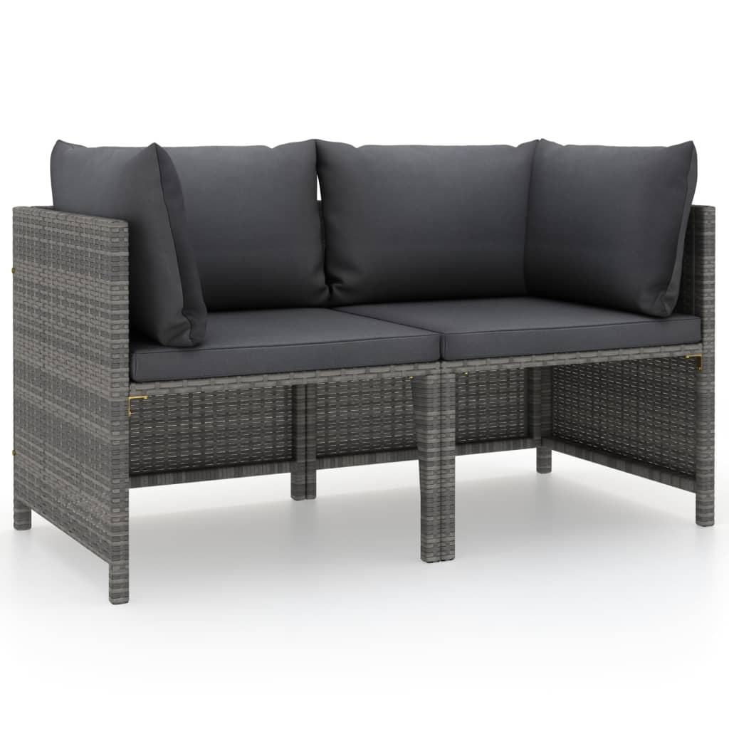 2-seater garden sofa with cushions, grey polyrattan