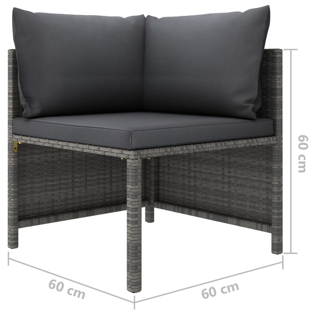 2-seater garden sofa with cushions, grey polyrattan