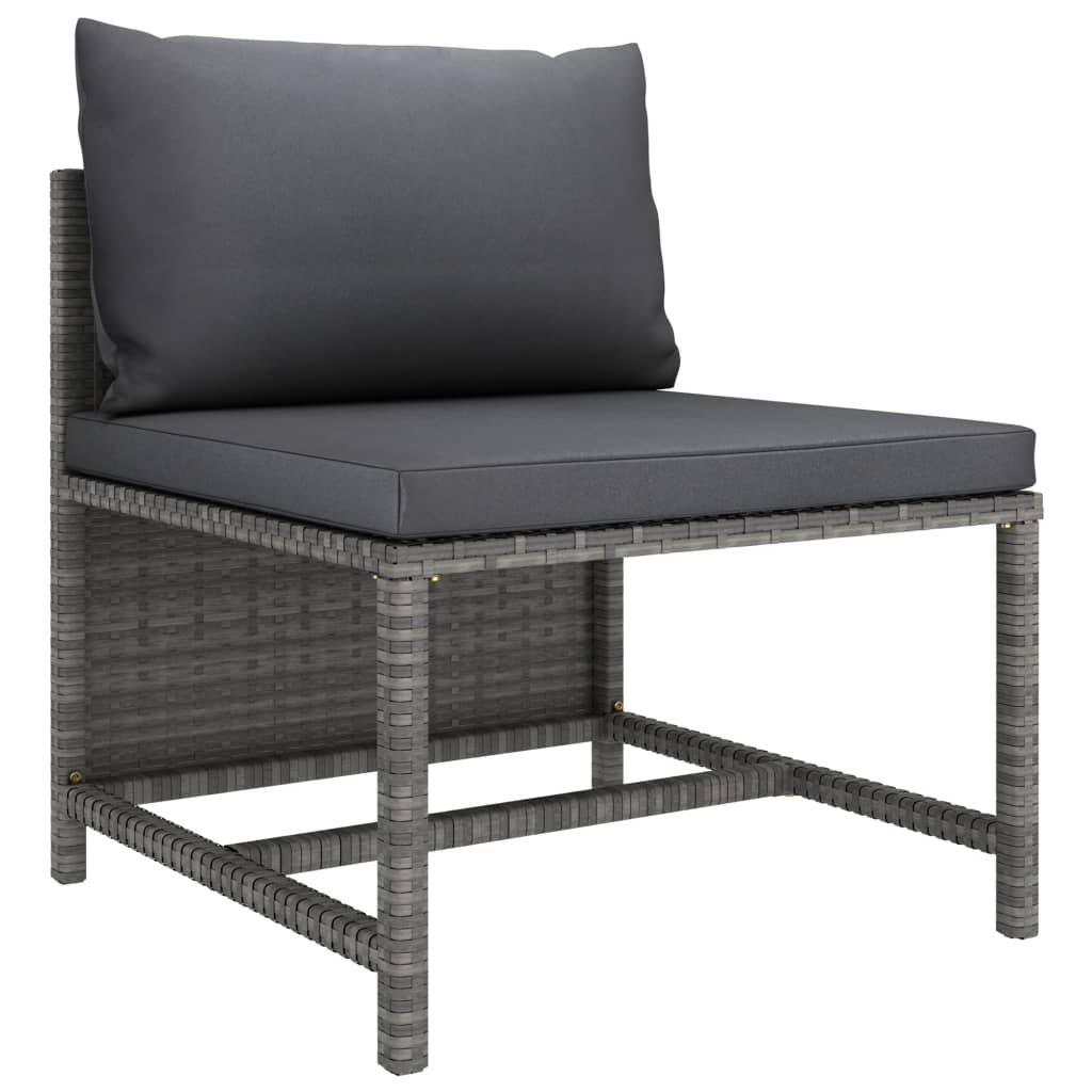 2-piece garden furniture set with cushions, grey polyrattan