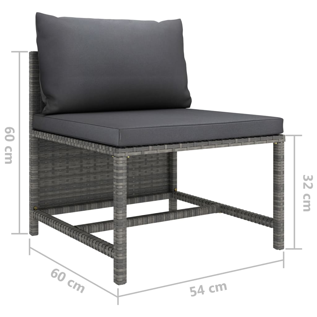 2-piece garden furniture set with cushions, grey polyrattan