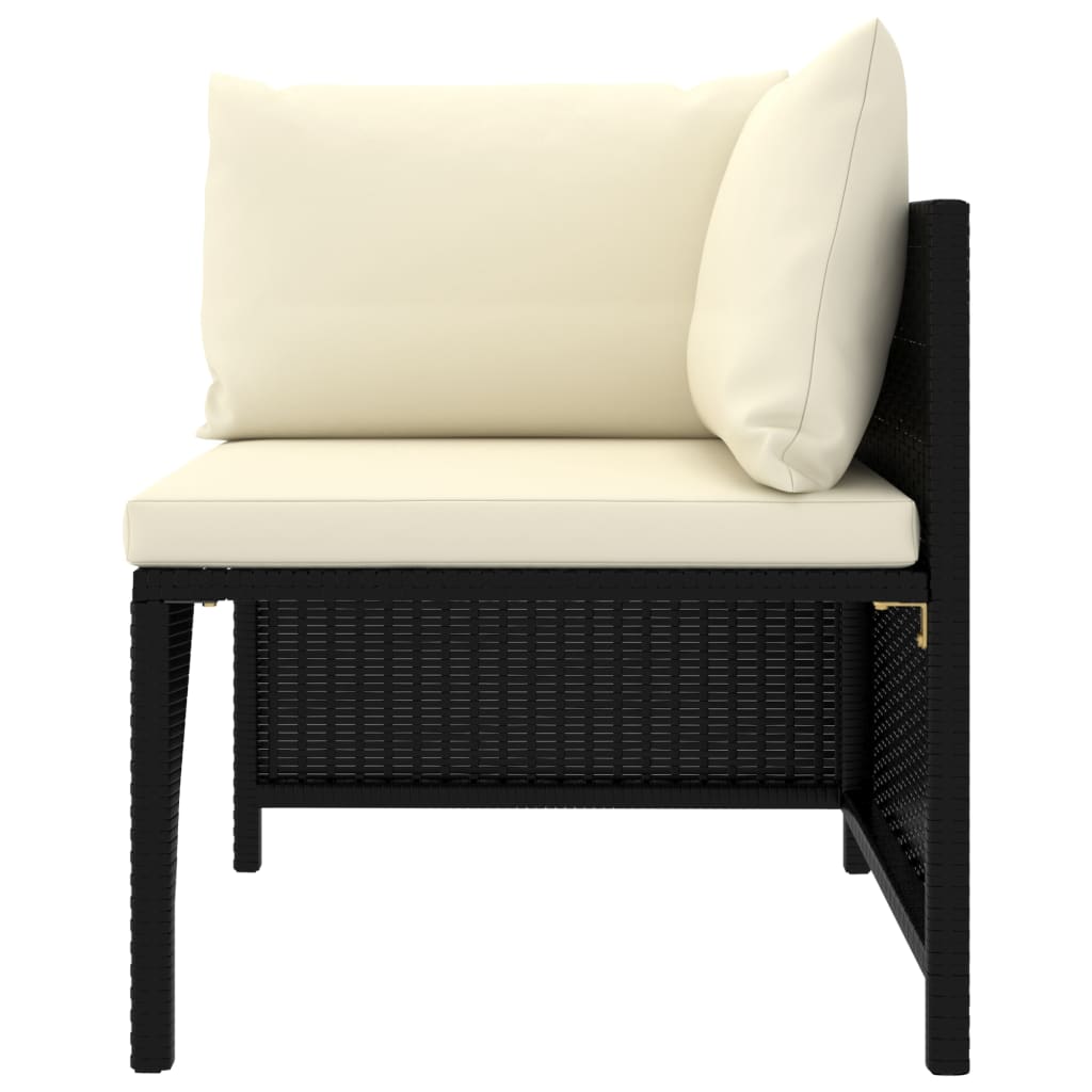 2-seater garden sofa with cushions black poly rattan