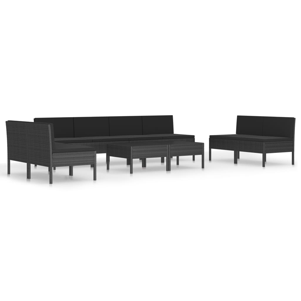 10-piece garden sofa set with cushions, polyrattan, black