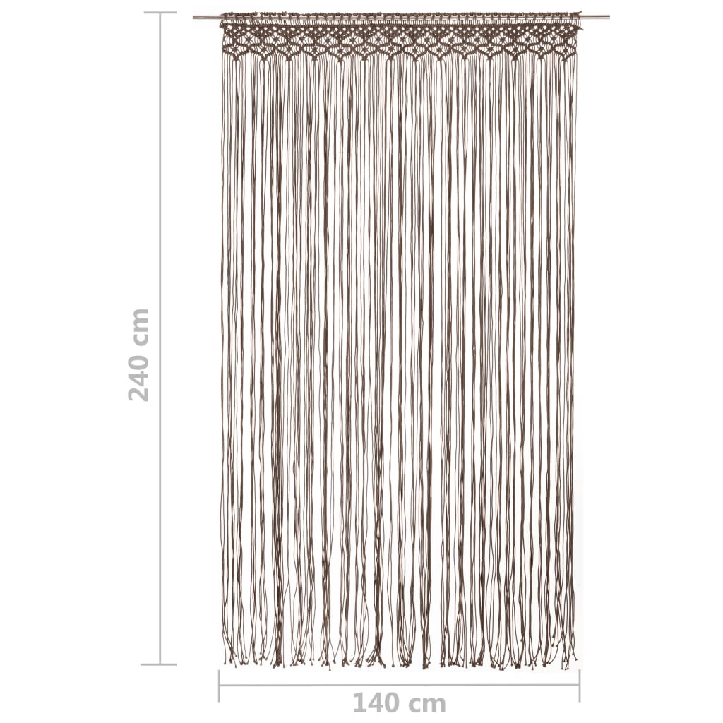 Macrame verho harmaanruskea 140x240 cm puuvilla