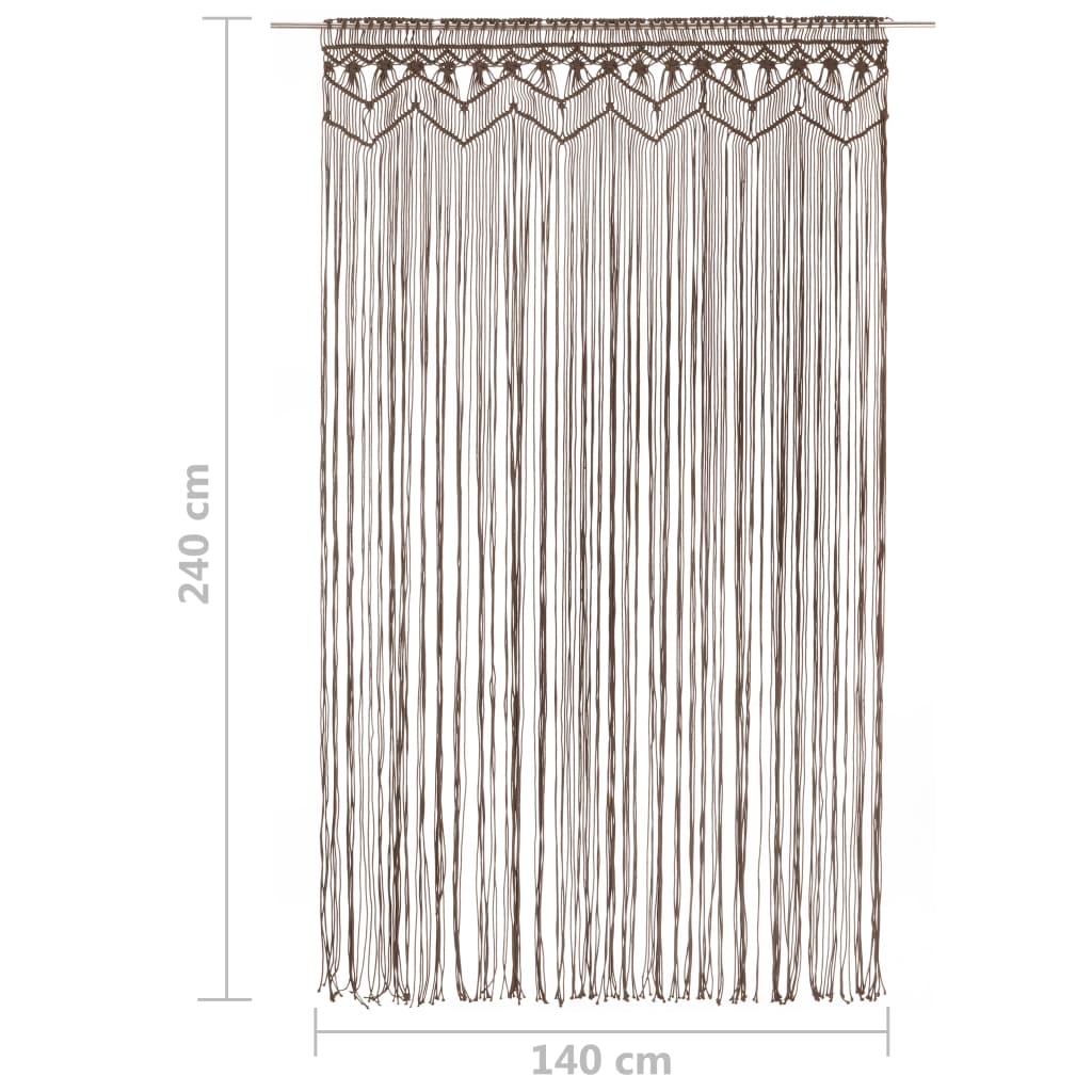 Macrame verho harmaanruskea 140x240 cm puuvilla