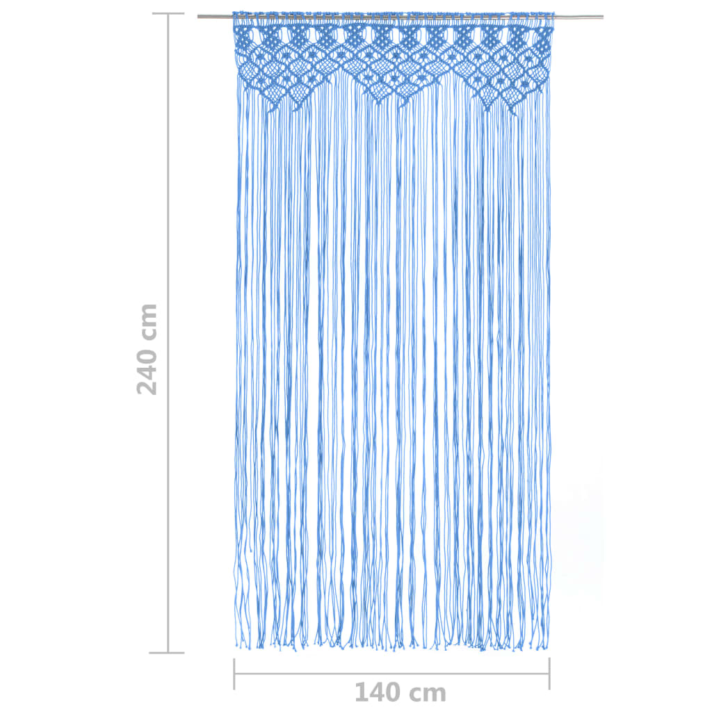 Macrame verho sininen 140x240 cm puuvilla